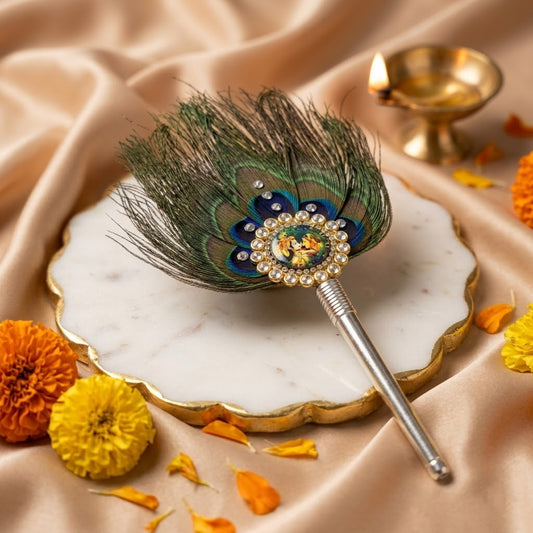 Radha Krishna Morpankh with Silver Handle
