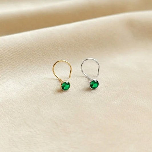 (Buy 1 get 1) Gold Polish Nose Pin with Round Multicolour Stone