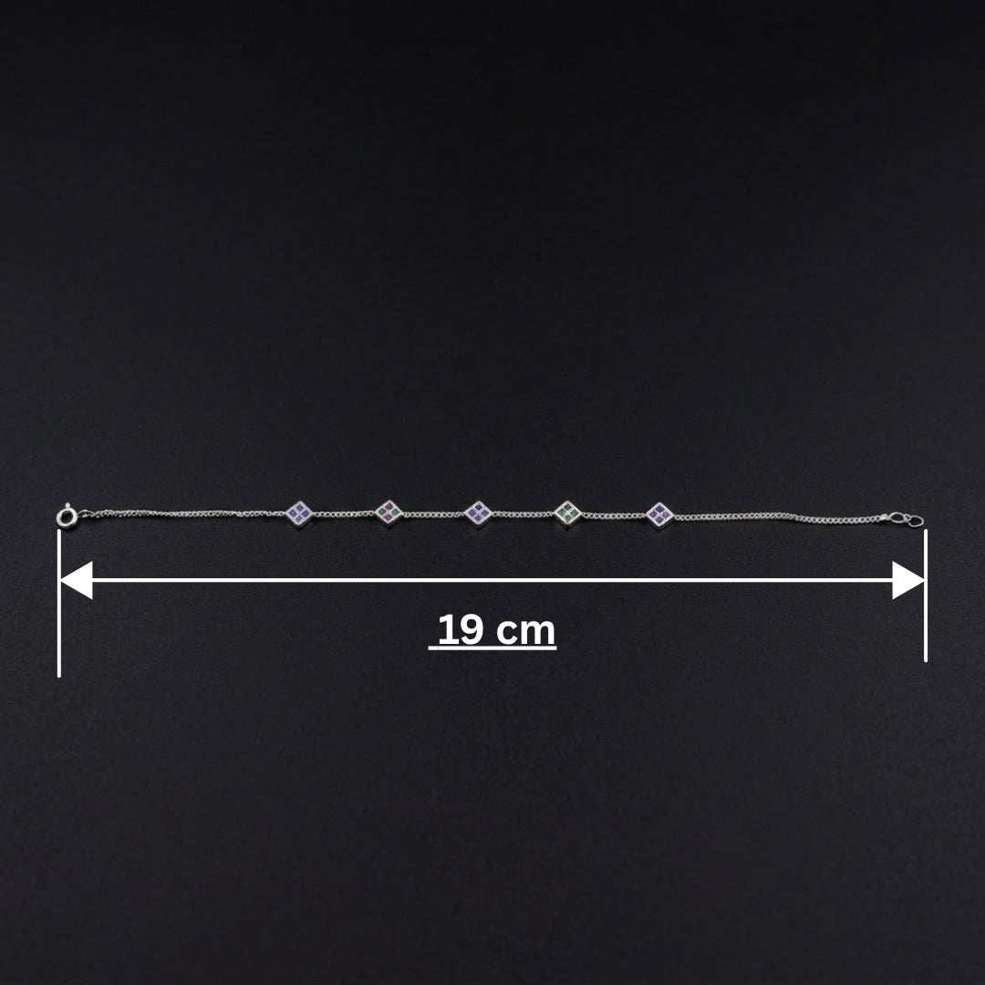 Dainty Multi Color Gemstone Bracelet in Sterling Silver