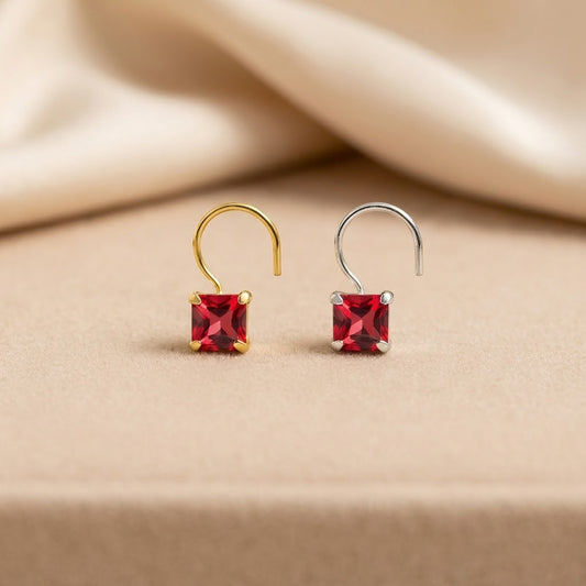 (Buy 1 get 1) Gold Polish Nose Pin with Square Multicolour Stones