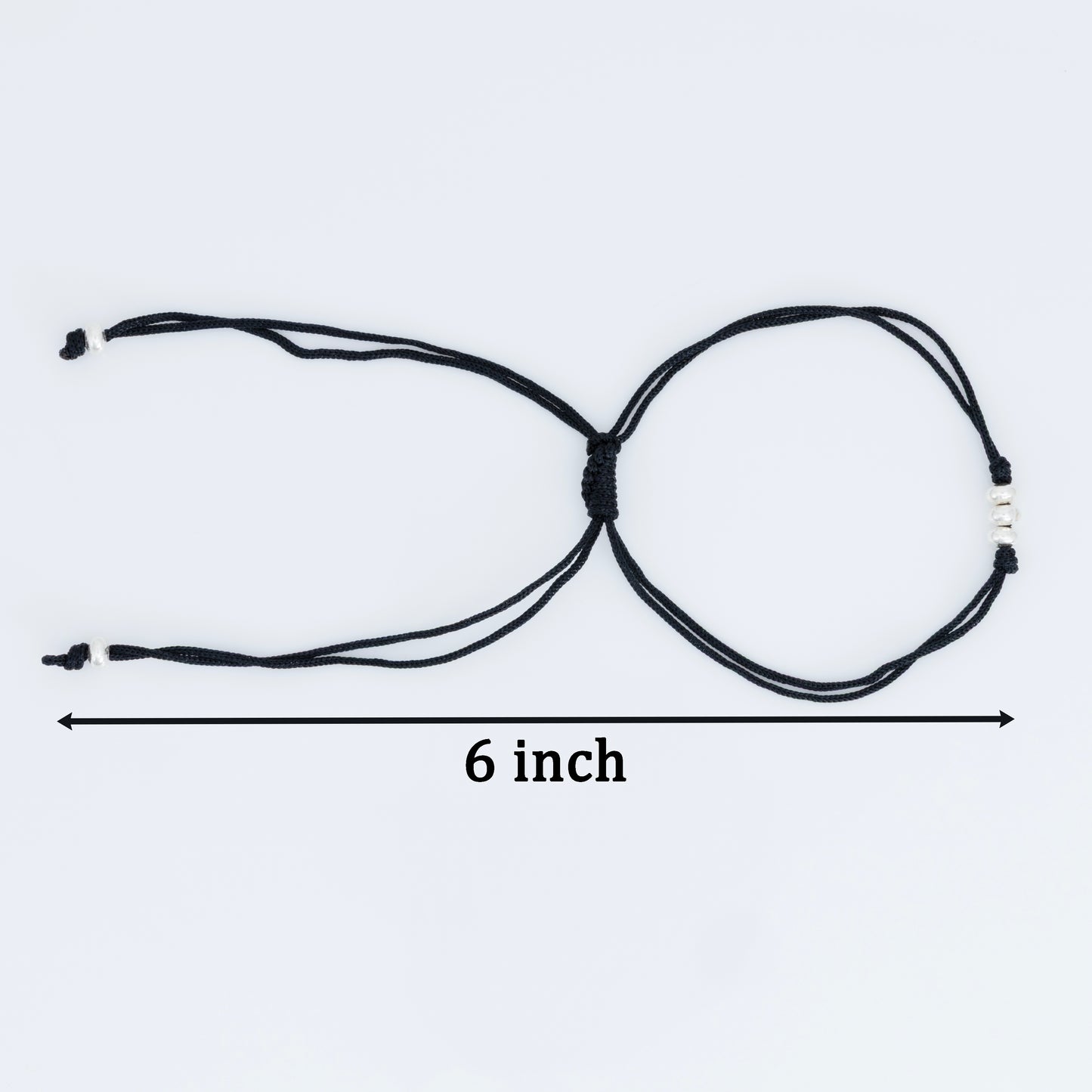 Triple Silver Bead Black Dhaga Anklet