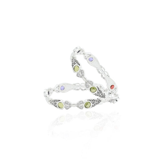 Silver beautiful charm girls' kada with intricate detailing