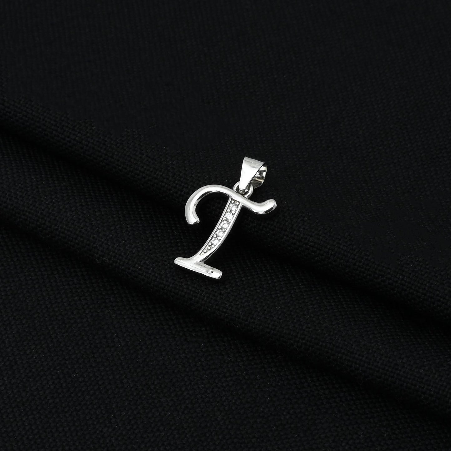 Sterling Silver Pendant with T Initial Name Symbol