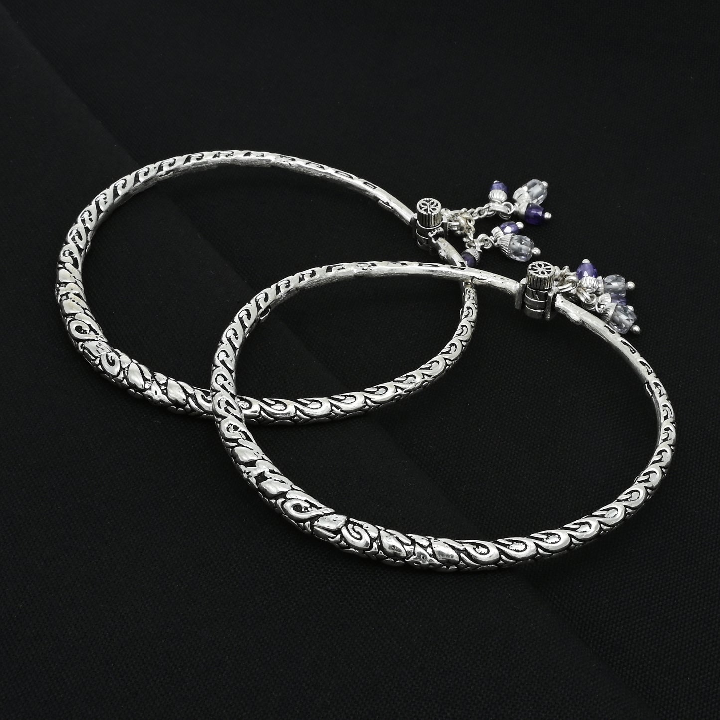 Elegant silver kada payal for girls with a sweet 'Looking So Gorgeous' message