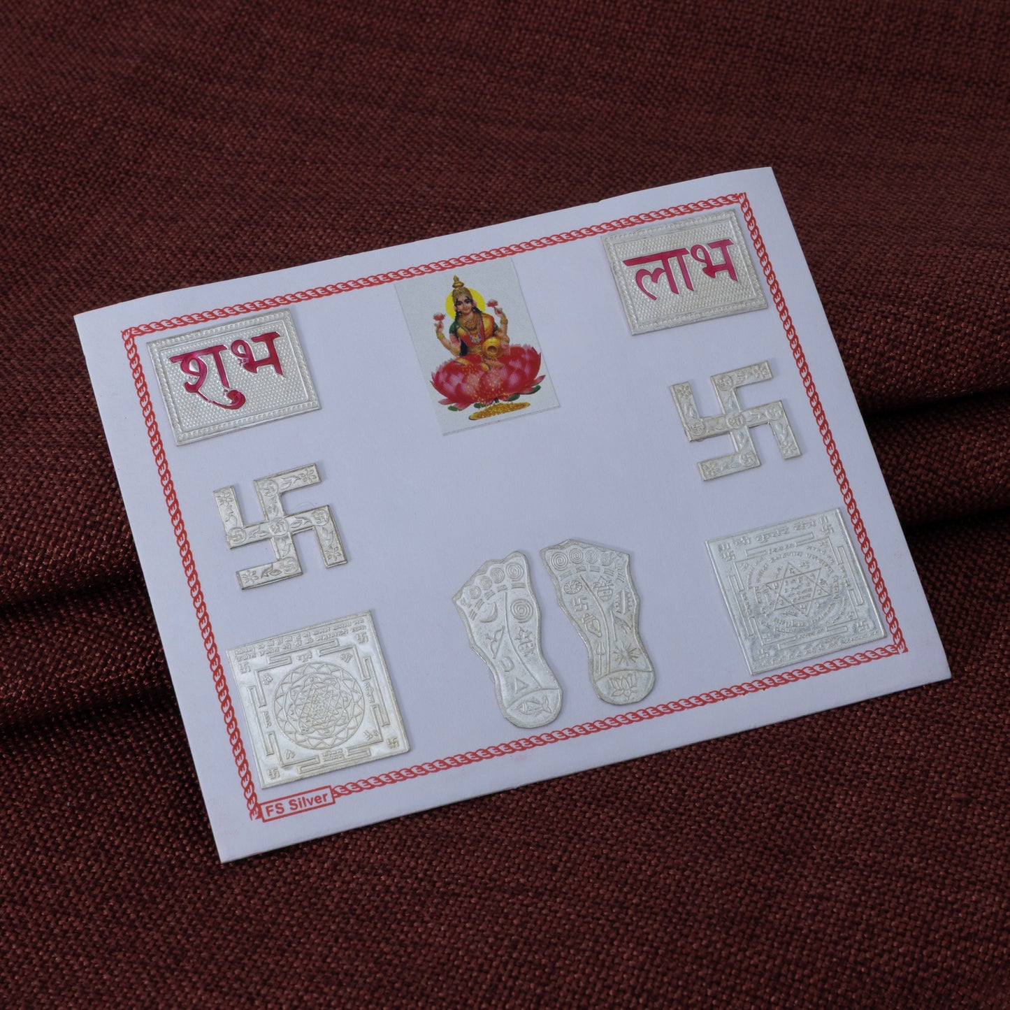 Silver Shubh Labh Laxmi Charan Paduka Set Attract Wealth, Prosperity & Abundance