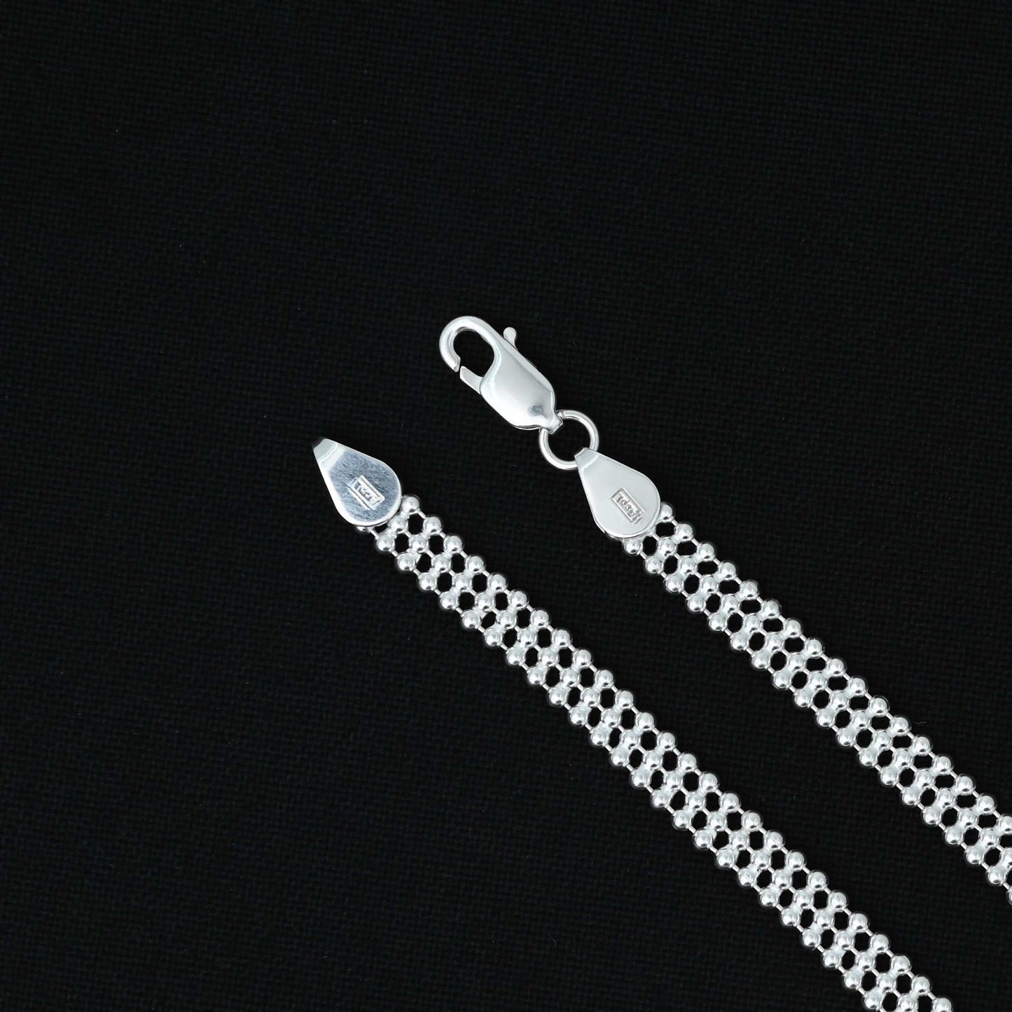 Stylish and lightweight small silver beads chain style payal in sterling silver