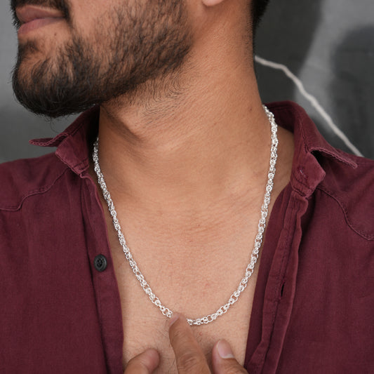 Silver Chain Unique Bud Twist Pattern