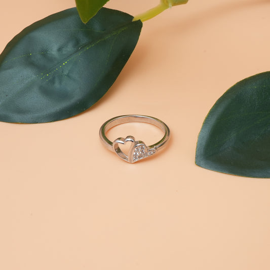 Pure Romance: Silver Ring with a Stunning Heart Accent.