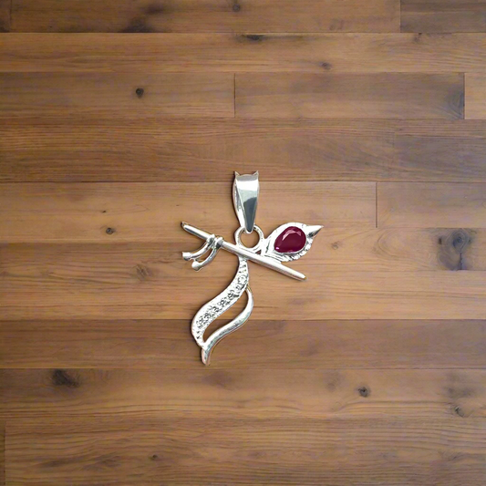 Silver Flute Pendant Intricate Modern Design