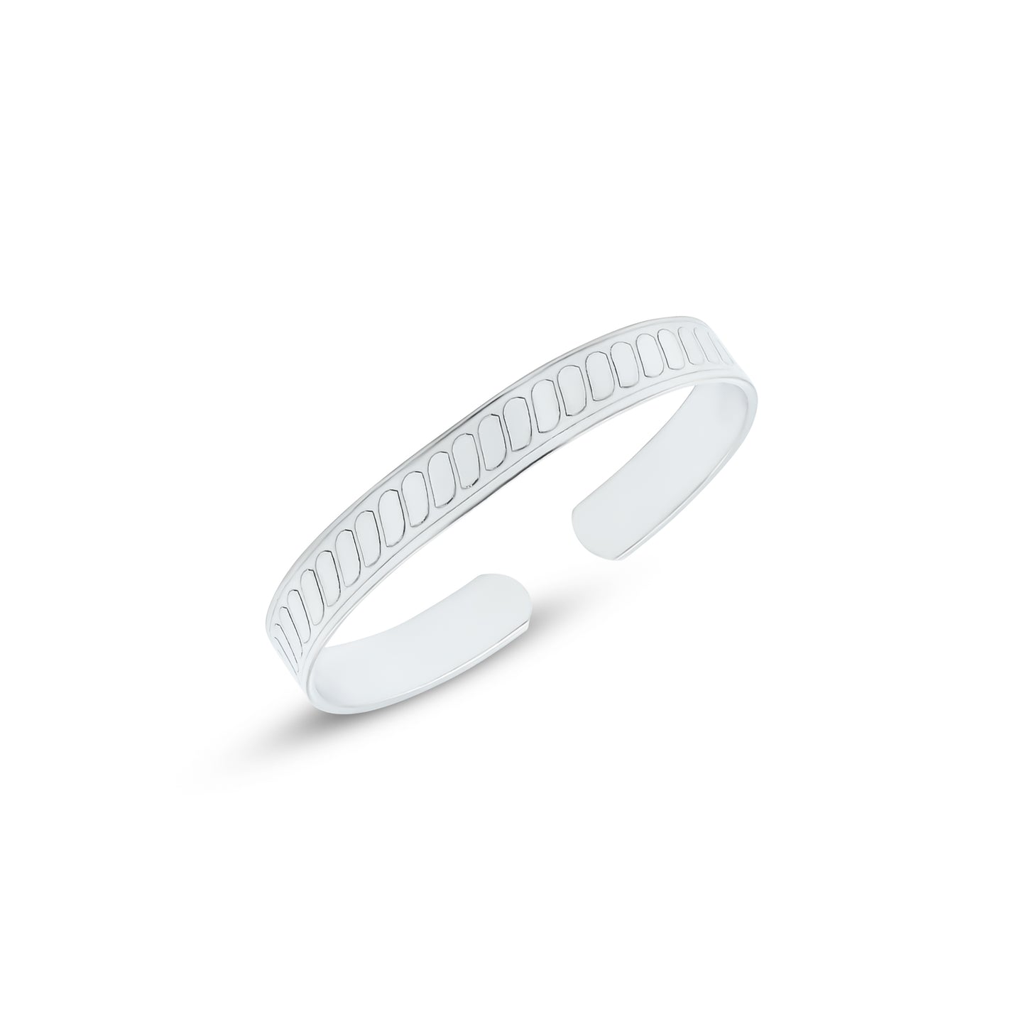 Stylish handcrafted silver kada with adjustable fit.