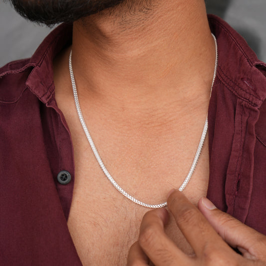 Men’s Flat Silver Chain Bold Smooth Finish