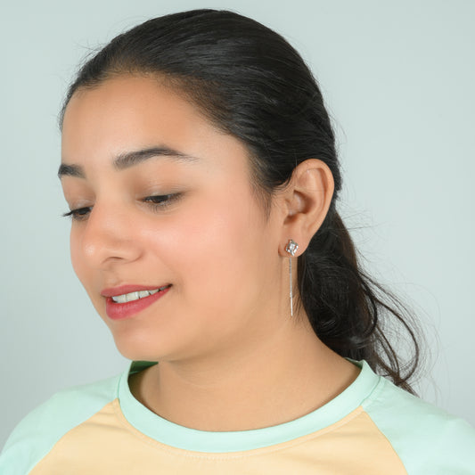 Sterling Silver Drop Earrings with Unique Design