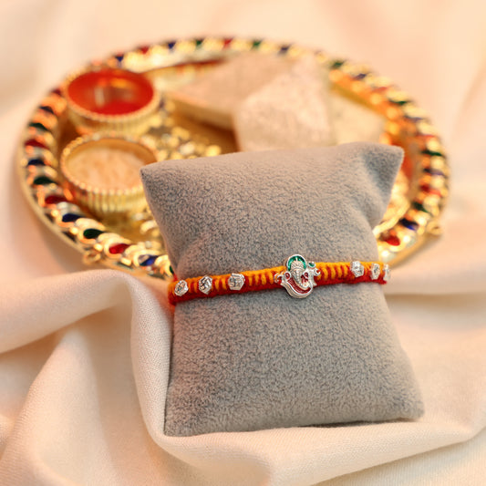 Blessed Ganpati Silver Rakhi