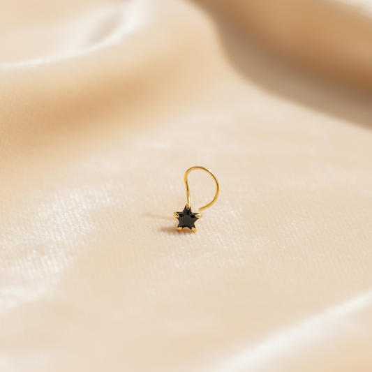 (13 Pcs ₹999 combo) Gold Polish Nose Pin with Star Multicolour Stones