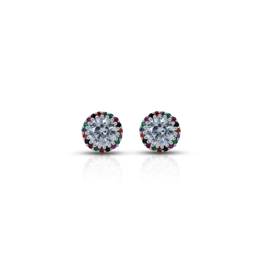 Sterling silver earrings featuring multicolor stones, designed for girls