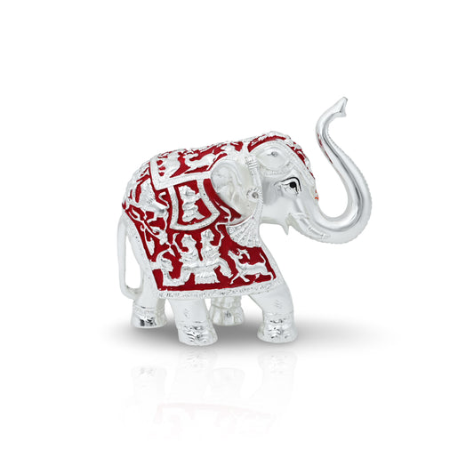Handcrafted antique elephant figurine with a silver-plated finish, ideal for adding charm to any space.