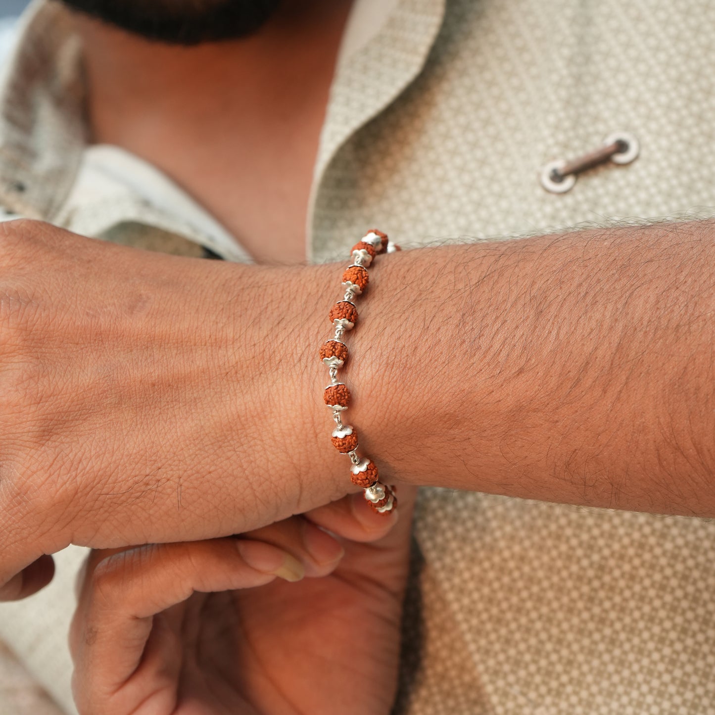 Shri Kedar Ruj Edition Silver Rudraksha Bracelet