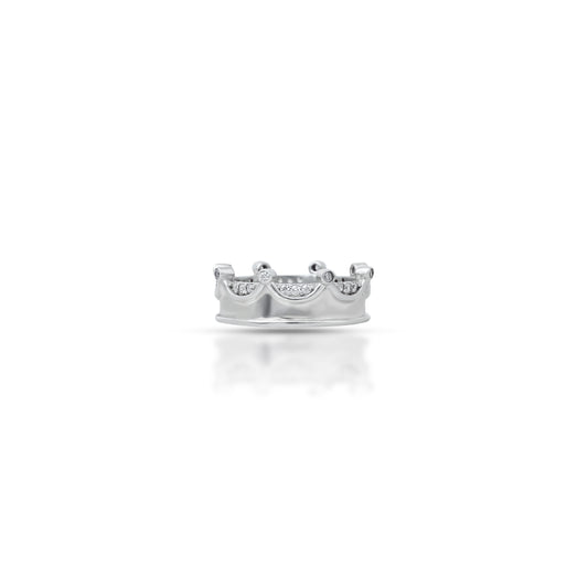 Regal sterling silver crown ring adorned with sparkling stones.