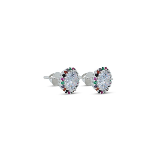 Vibrant multicolor stone earrings set in sterling silver, perfect for girls