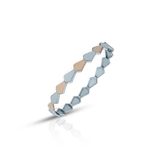 Stylish silver bangle featuring a sleek hexagon design