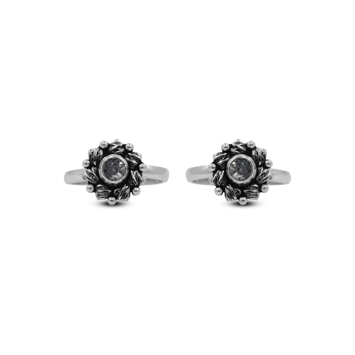 Silver CZ Gem Stone with Flower Design Bichhiya for Girls