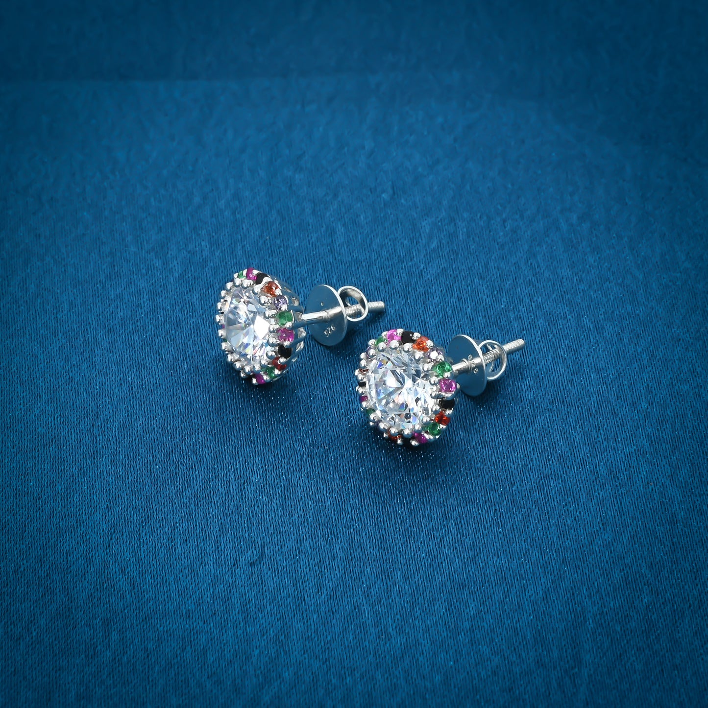 Elegant sterling silver earrings with a colorful array of stones for girls