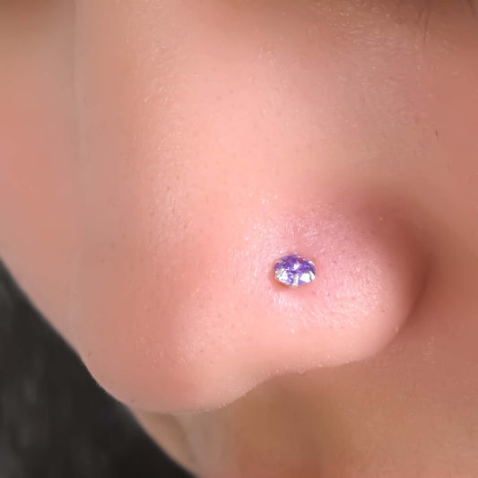 Modern Nose Pin with Octagon Gemstone Cut