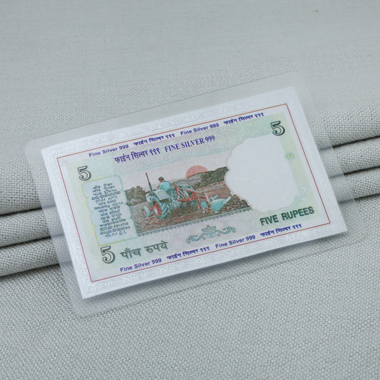 Pure Silver 5 Rupee Note