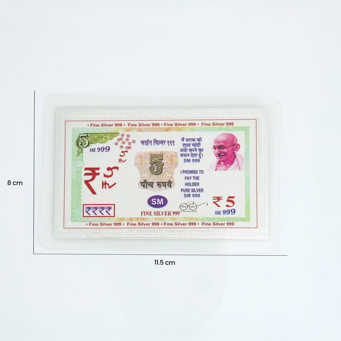 Pure Silver 5 Rupee Note