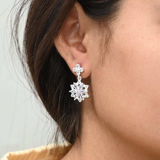 Stylish Silver Earrings with High-Quality Stones