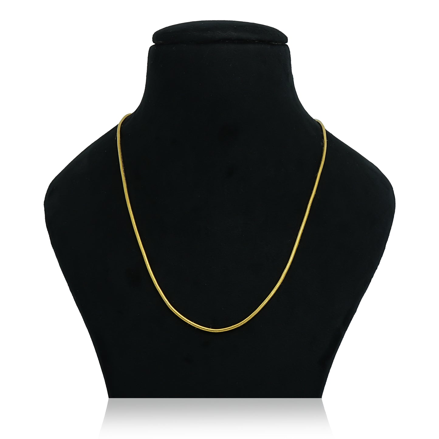 Classic gold plated silver snake chain with a sleek design.