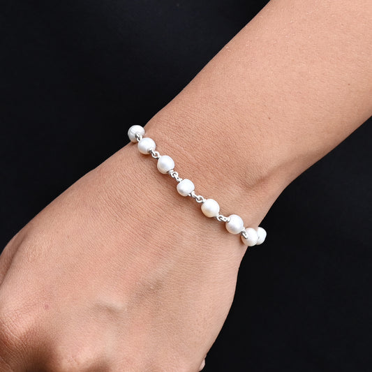 Silver Natural Pearl Bracelet