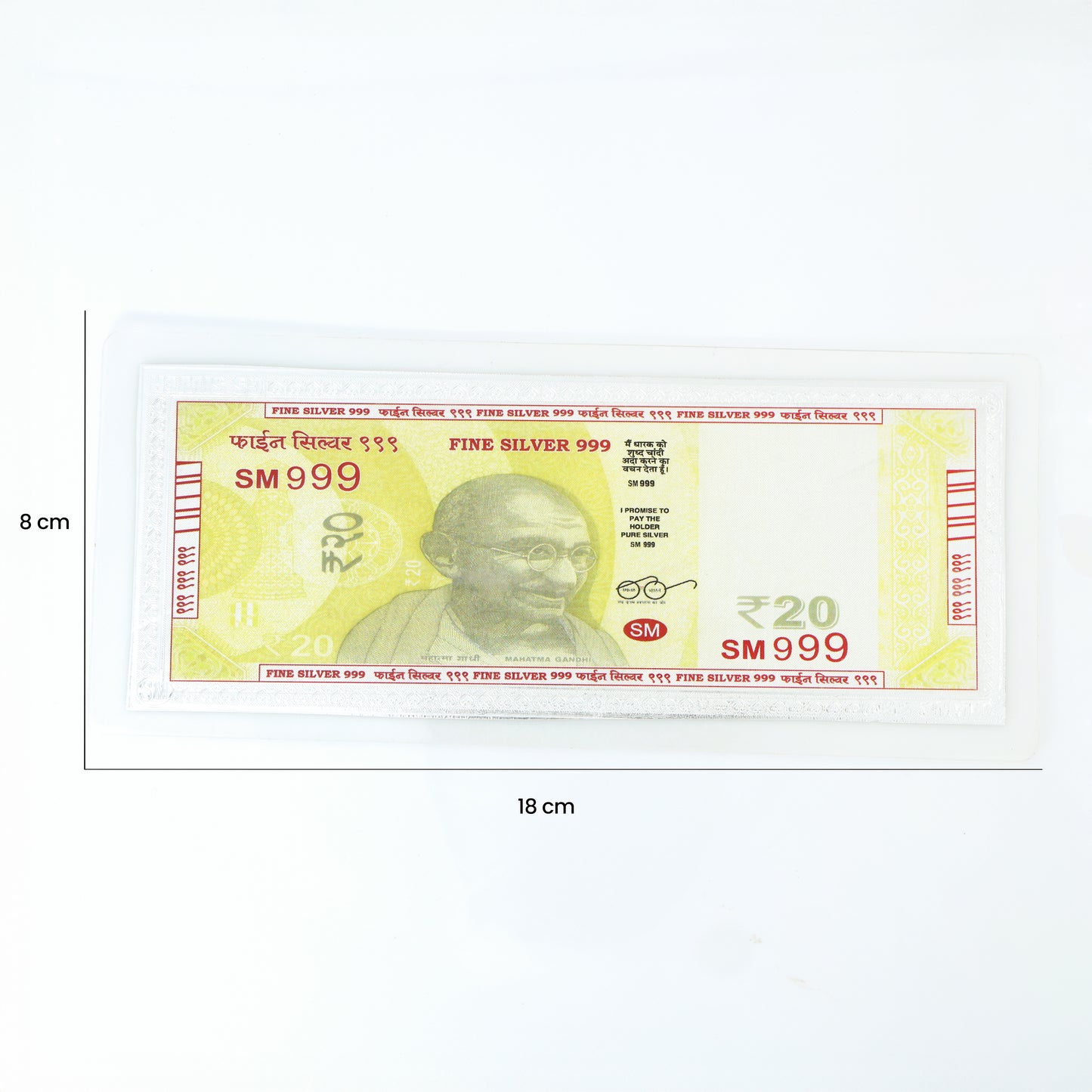 Pure Silver 20 Rupee Note