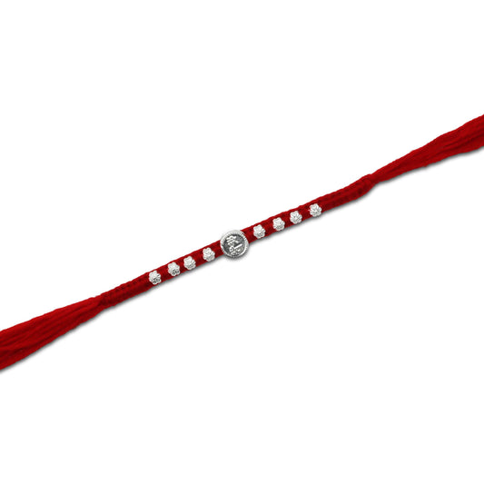 Boys' Rakhi featuring a silver 'Mere Bhaiya' centerpiece with an elegant flower design