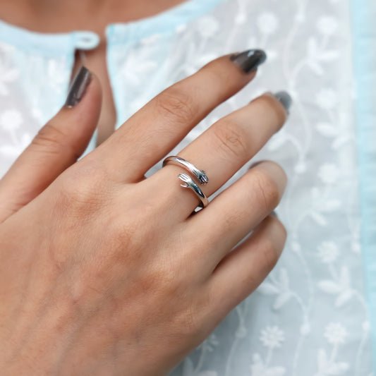 Open Arms Silver Hug Ring