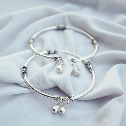 Simple Design Silver Kada Payal For Women's