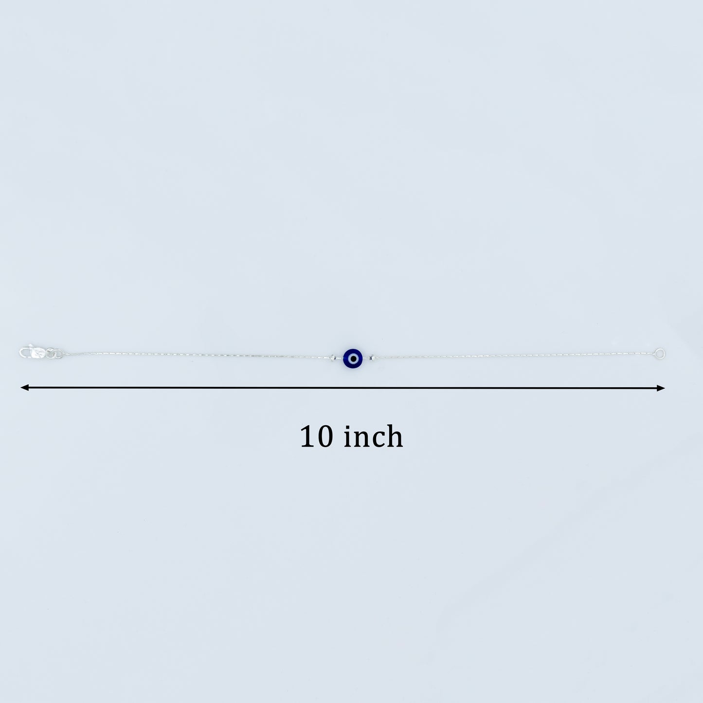 Silver Evil Eye Blue Bead Minimal Anklet for Women & Girls