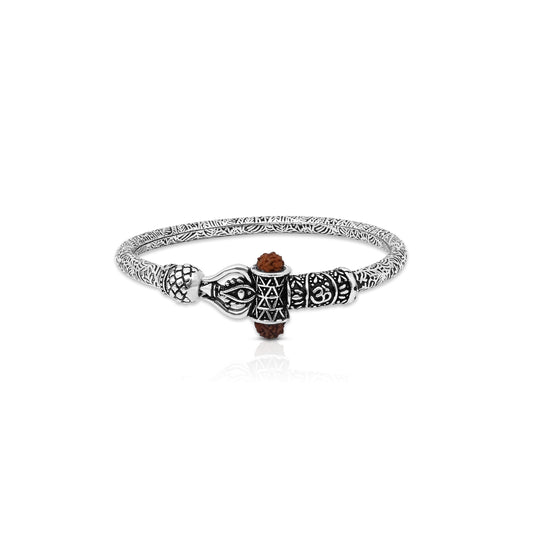 Mahadev Rudraksha Silver Kada for Boys Blessing & Protection