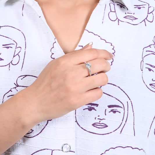 Modern Silver Ring with Captivating Center Gem