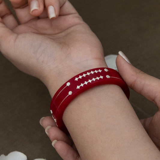 Red Glam Bangles with Silver Touch
