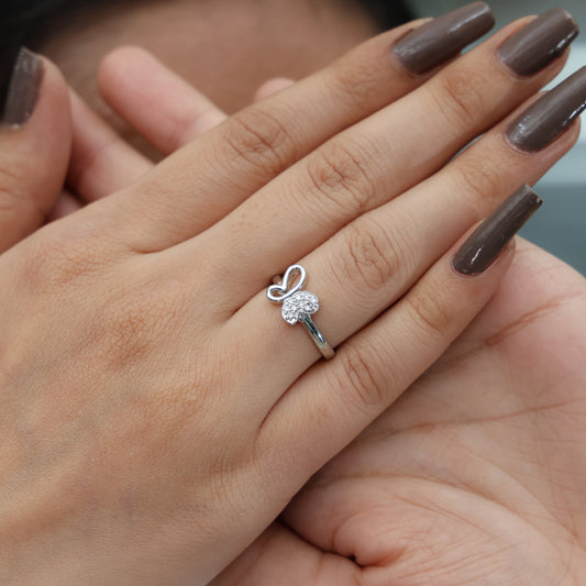 Sparkling Butterfly Silver Ring