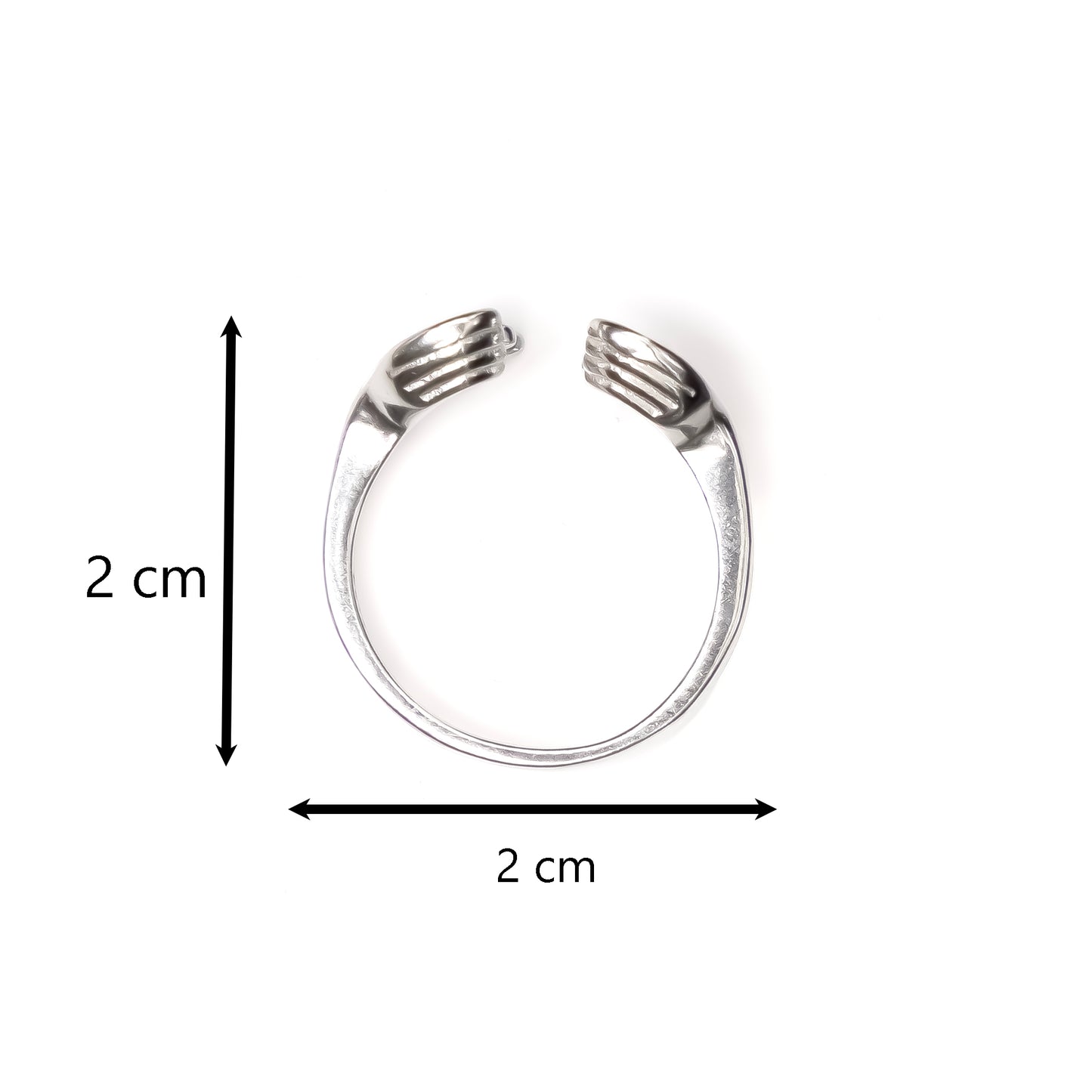 Adjustable Silver Heart Ring Cute Hand Gesture Love