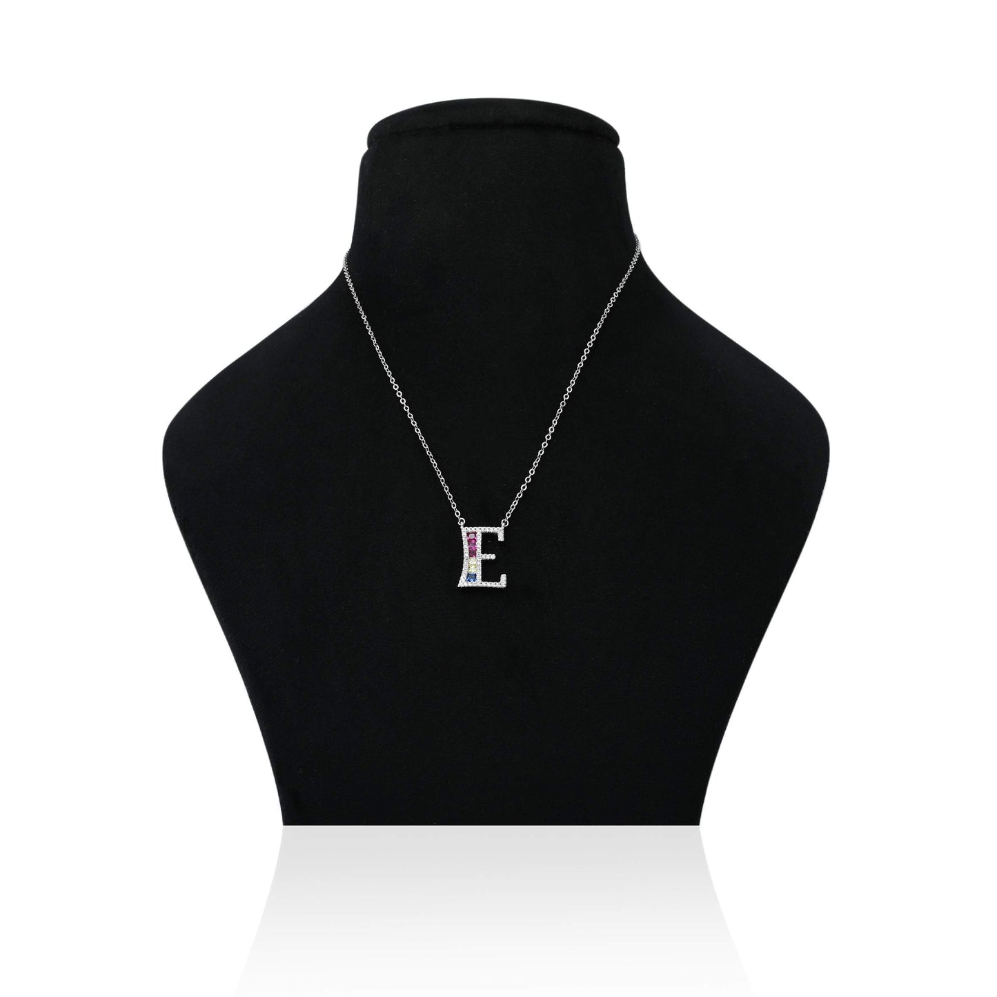 Custom silver chain with personalized 'E' symbol pendant.