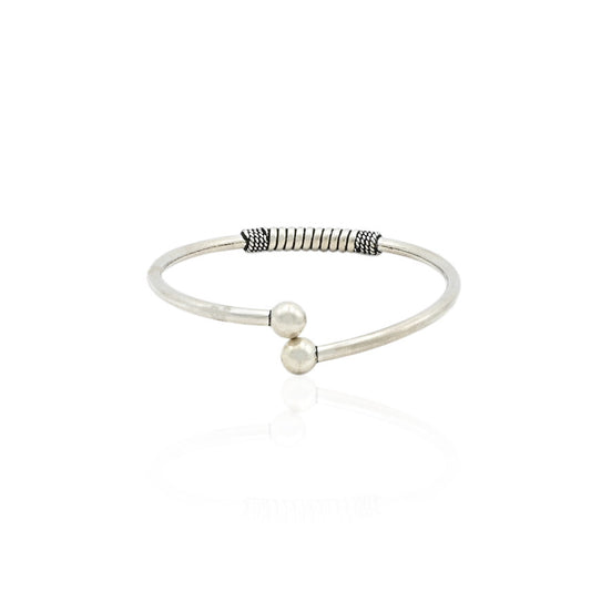 Silver kada with a unique casual design