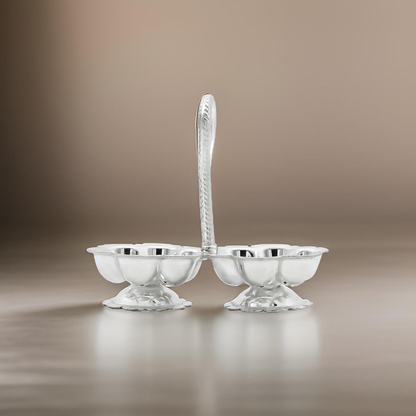 Exclusive silver Haldi Kumkum stand for religious ceremonies