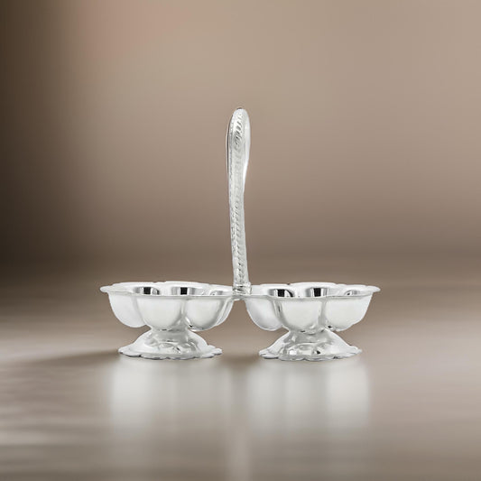 Exclusive silver Haldi Kumkum stand for religious ceremonies