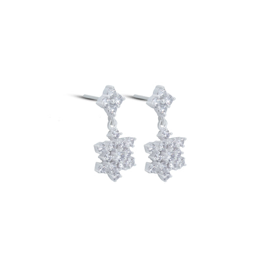 Sterling silver snowflake earrings featuring shiny stones for a dazzling effect