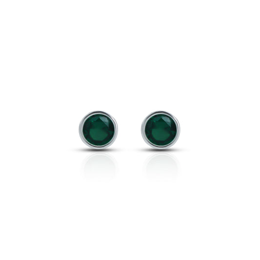 Elegant sterling silver earrings featuring round green stones