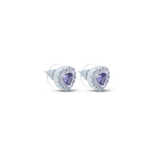 Elegant heart-shaped silver earrings featuring ocean-inspired colors