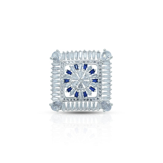 Sterling silver square ring featuring multiple colorful stones